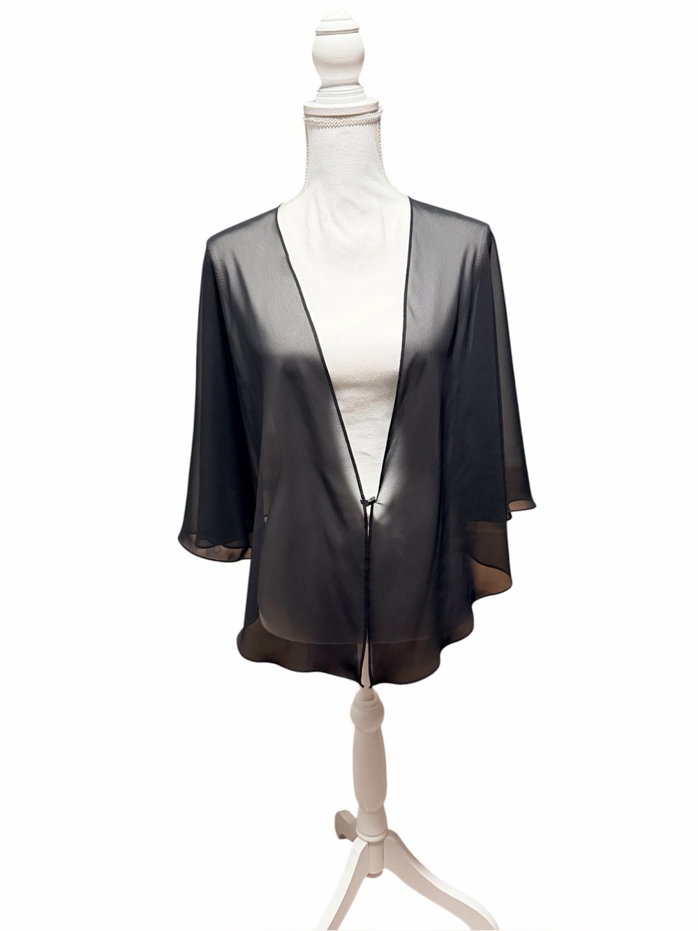 IGNITE Evenings Sheer Black Open-Front With Button Kimono Size Large/XL